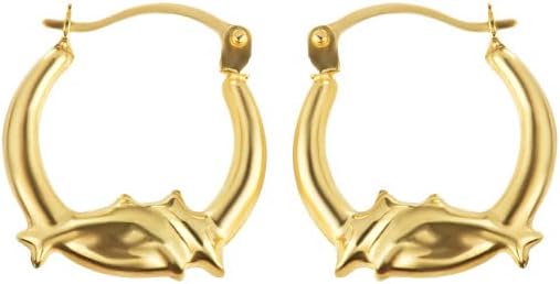 Dazzling 14K Yellow Gold Dainty Jumping Double Dolphin Reversible 0.60" Hoop Earrings for Women Girls