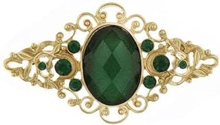 2028 Jewelry Green Stone And Green Crystal Filigree Pin