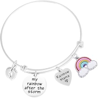 Rainbow Baby Stainless Steel ID Bracelet with Box Chain and Lobster Claw Clasp - Engraved Keepsake Jewelry for New Mothers