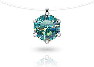 D-Color Round-Cut Moissanite Fish Pendant Necklace with 18K White Gold Plated Sterling Silver Cable Chain for Women and Special Occasions