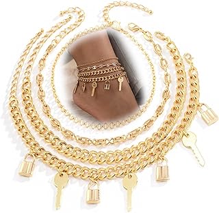 Wavy Tassel Gold Ankle Bracelets for Women Layered Rhinestone Anklet Dainty Cute Crystal Bracelet Sexy Beach Foot Chains Jewelry Adjustable Anklets Teen Girls