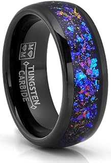 Mens Black Tungsten Promise Ring Wedding Band Orion Nebula Galaxy Engagement Ring Comfort-Fit