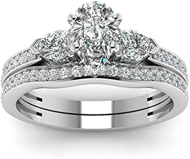 10K to 18K Gold, Pear Cut Moissanite Pink Wedding Ring Set for Women, Choose From 1.75 to 2.75 CTW, Perfect for Engagement, Anniversary, or Special Occasion