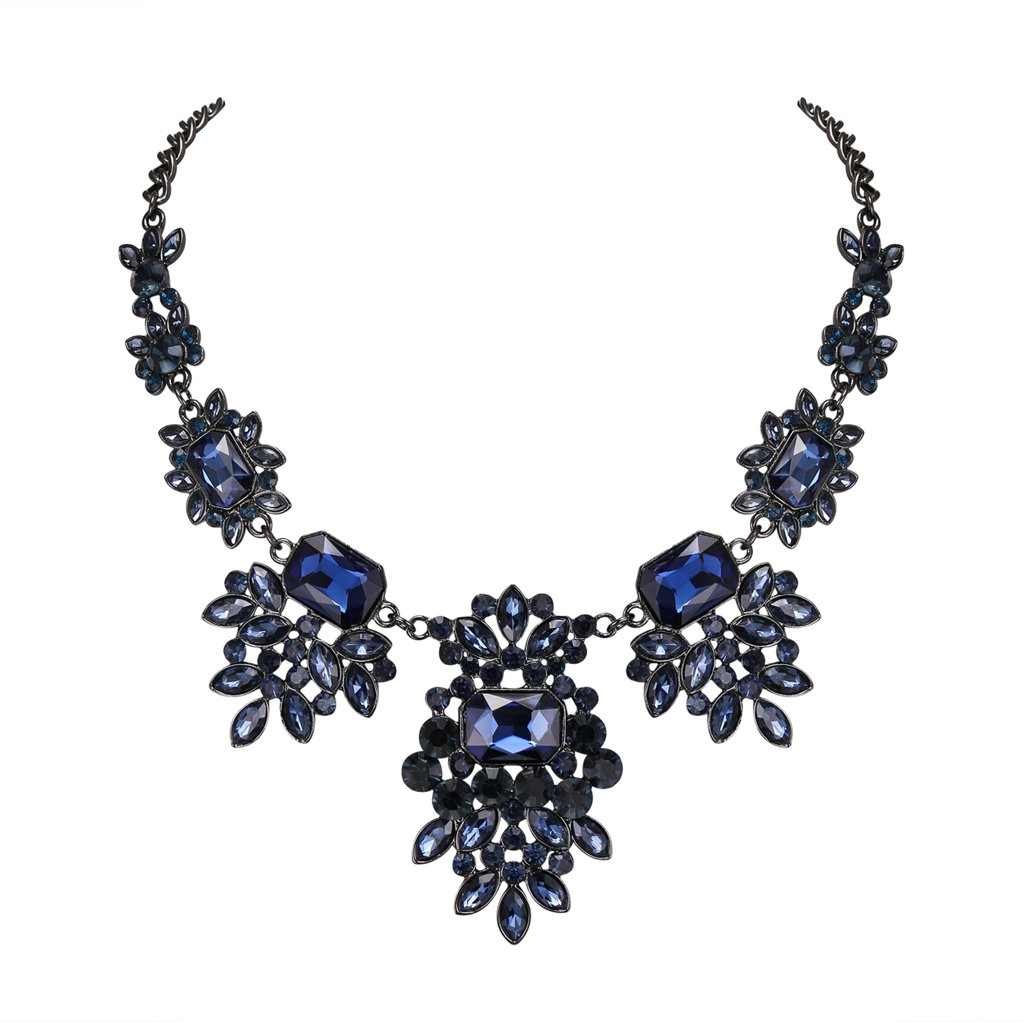 Flyonce Rhinestone Chunky Choker Necklace for Women, Stunning Crystal Floral Statement Collar Necklace for Wedding Party
