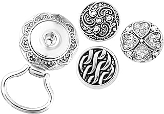 MJartoria Interchangeable Snap Buttons Centerpiece Rhinestone Eye Glass Holding Brooch (Silver Color)