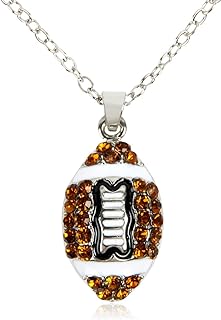 RIAH FASHION Sparkly Sports Team Charm Necklace - Rhinestone Crystal Pave Game Volleyball/Basketball/Soft Ball/Football Helmet/Baseball Pendant