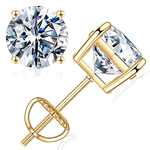 0.2-4ct Moissanite Screw Back Earrings, D Color VVS1 Clarity Lab Created Diamond 18K White Yellow Rose Gold Ruthenium Vermeil S925 Sterling Silver Moissanite Earrings Valentine's Day gifts