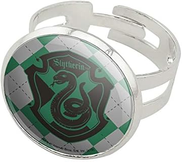 GRAPHICS & MORE Harry Potter Slytherin Plaid Sigil Silver Plated Adjustable Novelty Ring