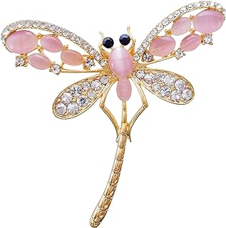 Navachi 18k Gold Plated Multicolor Opal Crystal Dragonfly Wings Brooch Pins