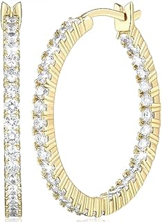 14K Gold Diamond Hoop Earrings for Women 14K Gold Chunky Hoop Earrings Chic Diamond Hoop Earrings with 68pcs Cubic Zirconia