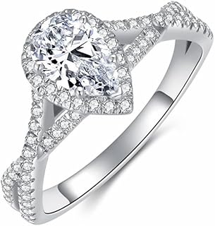 Blocaci Twisted Infinity Engagement Rings for Women 1CT Center Pear Shaped Moissanite Engagement Ring 925 Sterling Silver 10K 14K 18K Gold Teardrop Promise Rings for Her