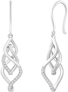 Dazzlingrock Collection Round Lab Grown White Diamond Infinity Knot Twist Dangle Drop Earrings for Women 1/5 CT (0.20 ctw, Color H-I, Clarity SI2)