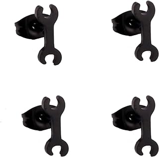 Tiny Mechanic Wrench Stud Earrings, Stainless Steel, 2 Pairs, Cute Tools Engineer Gift