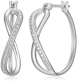 MORGAN & PAIGE Premium Rhodium Plated .925 Sterling Silver Textured Infinity Loop Hoop Earrings for Women, Nickel-Free and Hypoallergenic Jewelry Gift for Her