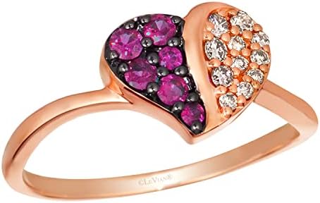 1/3 Carat Diamond and Red Ruby Heart Ring for Women in 14k White or Rose Gold cttw Promise Anniversary Ring Size 5 to 10 by LeVian