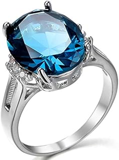 Jude Jewelers Rhodium Plated Huge Chunky Blue Crystal Wedding Engagement Cocktail Party Statement Ring