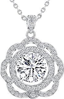 925 Sterling Silver Necklace with Moissanite Diamond Gift for Her, Wife Girlfriend Mother Birthday Gift, Certified 2CT Moissanite Pendant Necklace Gift for Women