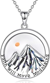 Rose Gold Mountain Mustard Seed Pendant Necklace Stainless Steel Inspiration Faith Jewelry for Women