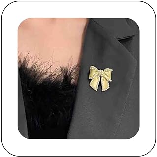 Pin-Type Vintage Gold Bow Brooch with Faux Pearls, Elegant Lapel Pin for Women and Girls with Classic Bowknot Design