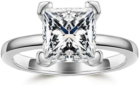 MOOSEA Princess Cut Moissanite Rings for Women Wife – 2.0ct VVS1 D Color, 925 Sterling Silver Ring, Conflict-Free Alternative, Brilliant Sparkle, Perfect for Engagement/Wedding/Anniversary, Gift Boxed