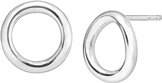 Silpada Karma Sterling Silver Open Circle Stud Earrings with Push Back Finding, Subtle Concave Design from Thailand