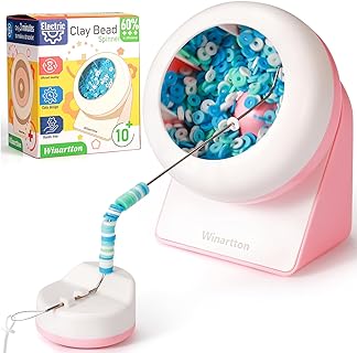 Clay Bead Spinner, Electric Bead Spinner for Jewelry Making with 2 Needles and I Thread, Automatic Fast Beads Bowl for Making Clay Beads Waist Beads, Bracelet, Necklace, DIY Gift Choice