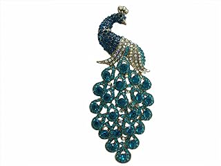 TTjewelry Vintage Peacock Bird Rhinestone Crystal Brooch Pin Art-Deco Style Bird Pendant