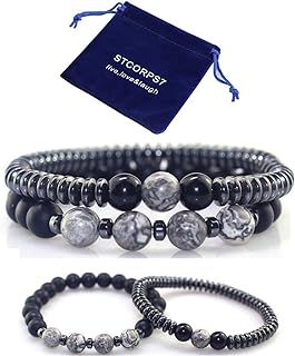Magnetic Bead Chain Bracelet with Hematite Gem and Stone Clasp for Men and Women - Elegant Design for Luck, Prosperity, and Happiness