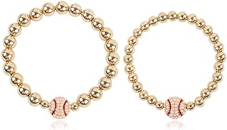 Mini Momo Baseball Charm Bracelet with Lobster Claw Clasp for Women and Girls - Sports Themed Mommy and Me Design, Fun Matching Family Jewelry Set