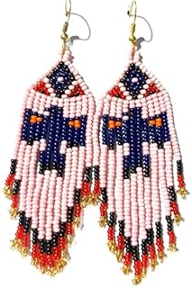 EAGLE DESIGN BEADS EARRINGS | Handmade beaded native american style seed bead earrings.