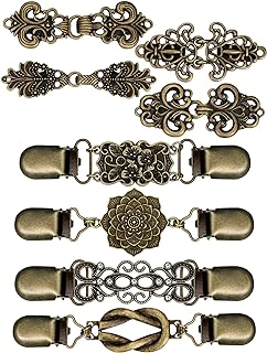 8 Pieces Retro Shawl Sweater Clips Vintage Cardigan Collar Clips Dress Shirt Brooch Clips for Women Girls