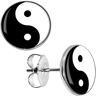 Surgical Stainless Steel Yin Yang Stud Earrings with Push Back Design for Zen Fashion Enthusiasts