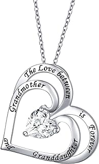 Sterling Silver Sunflower Pendant Necklace, S925 Rolo Chain with Cubic Zirconia Heart for Mothers, Daughters, Granddaughters - DAOCHONG Family Jewelry Gift from Mom, Dad, Grandmother, Son