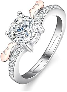 14K White Gold Lovebirds-Themed Wedding Bands for Couples, White Diamond Studded, Alluring VVS2 D-color Promise Rings, Adjustable Size