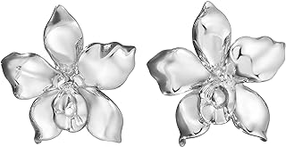 925 Sterling Silver Hawaiian Orchid Stud Earrings with Push Back Design, Hypoallergenic for Sensitive Skin, Exquisite Nature-Inspired Jewelry Gift for Her