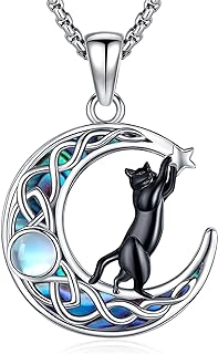 Cat/Owl/Dolphin/Turtle Necklace Sterling Silver Moonstone Abalone Shell Crystal Opal Cute Animals Pendant Jewelry Gift for Women Girls