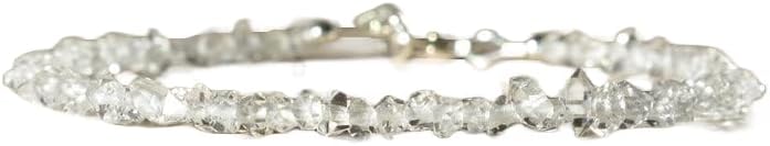 herkimer diamond 3-5mm fancy shape faceted cut gemstone beads 7 inch stacking bracelet with silver plated lock for unisex.#Code- LCBR-3489