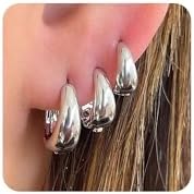 Ritach Women's 3-Pair Set, Silver Square Hoop Earrings, High-Quality Copper Material, Push Back Findings, Hypoallergenic 925 Sterling Silver Finish, Versatile Geometric Design