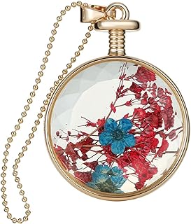 Dry Pressed Flower Necklace Handmade Purple Lavender Glass Necklace Round Pendant Necklace for Women Girls