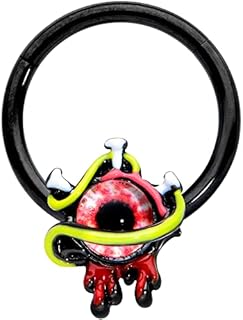 Body Candy 16G Black PVD Steel Hinged Segment Ring Seamless Cartilage Nipple Spikey Eyeball Nose Hoop 3/8"