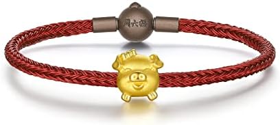 Real Gold Bracelets for Women Bracelet Lucky Animals 24K Gold Jewelry Red Bracelet Solid Gold Charm Dog Snake Piggy Charm Bracelets Zodiac Gold Bangle Bracelets