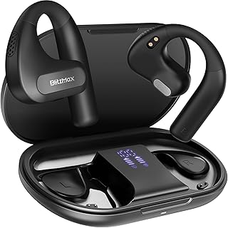 BlitzMax Open Ear Bluetooth Kopfhörer für Sport und Freizeit mit 70% Bassverstärkung und 60-Stunden-Betrieb. Perfekt für Musikliebhaber und aktive Erwachsene