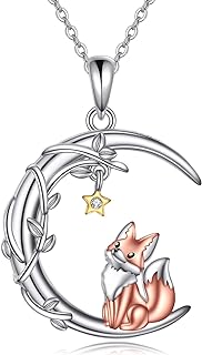 YAFEINI Fox Necklace Sterling Silver Moon Fox Pendant Jewelry Gifts For Women Teen Girls