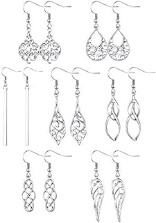 7 Pairs Celtic Knot Dangle Earrings Knot Silver Earrings Teardrop Hoop Earring