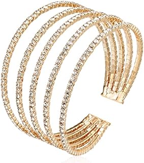 Rhinestone Box Chain Cuff Bracelet with Buckle Clasp, Stylish Prom/Wedding Jewelry for Women