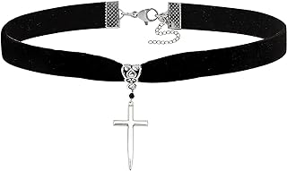 CSIYANJRY99 Gothic Cross Necklace for Women Black Velvet Cross Choker Punk Vintage Cross Pendant Necklace Halloween Jewelry Gift for Girls