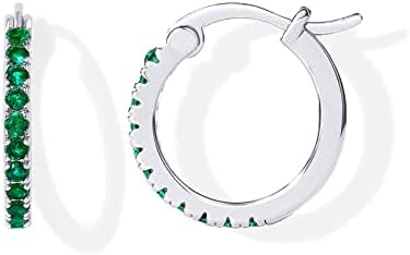 PAVOI 18K Gold Plated 925 Sterling Silver Post Cubic Zirconia Hoop Earrings for Women | Colored Cubic Zirconia Hoops | Green, Purple Ombre, Black 15mm Earrings