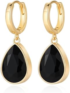 Mesovor Crystal Huggie Hoop Earrings for Women, 18K Gold Plated Sparkling Crystal Water Drop Dangle Earrings Jewellery Gifts for Women Wife Mother Daughter