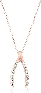 MORGAN & PAIGE 925 Sterling Silver 1" Wishbone Pendant Necklace on 18" Chain - Rose Gold/Yellow Gold/Silver