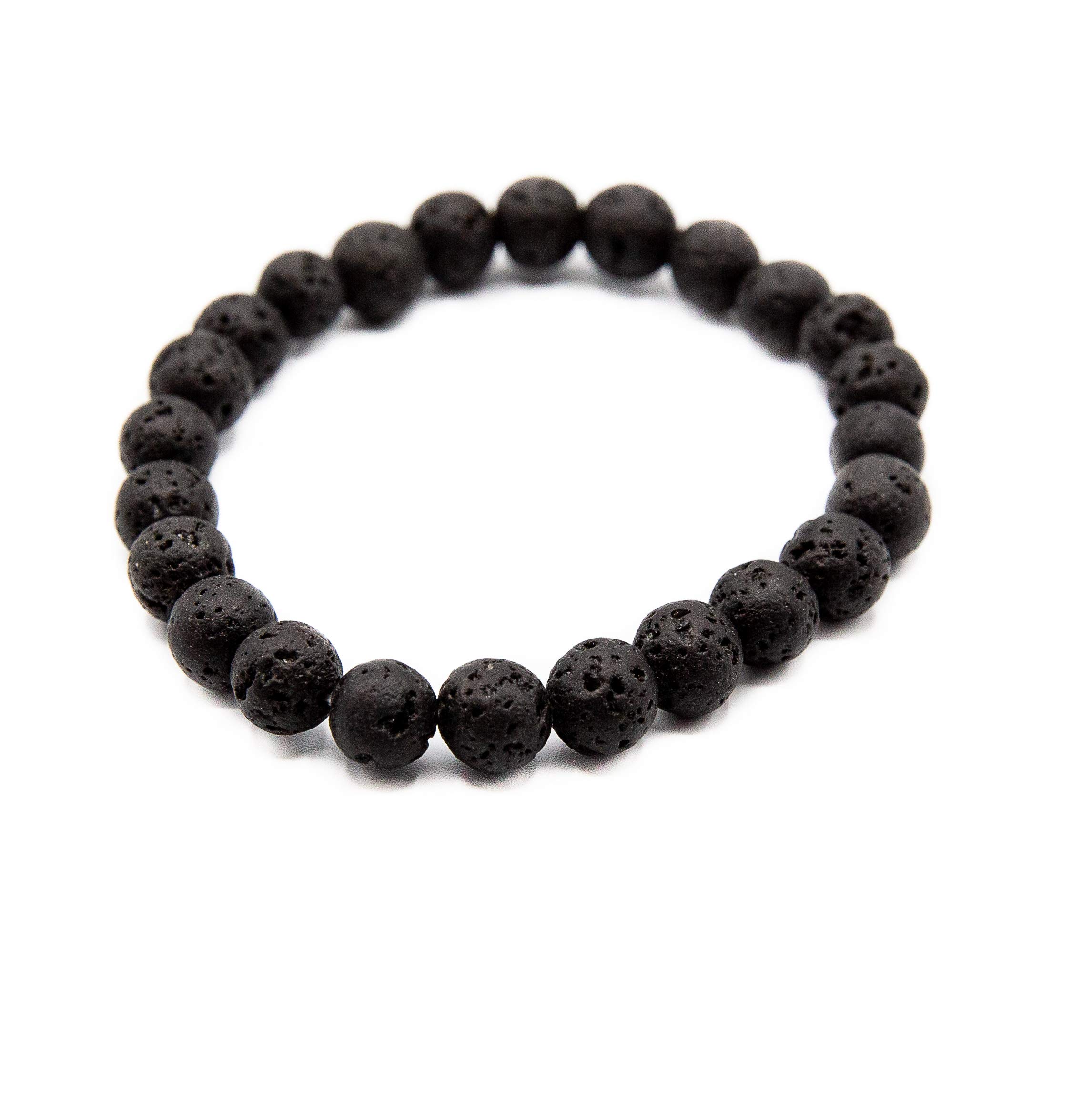 Unisex Stone Lava Rock Bead Chain Bracelet - Elastic Stretch Aromatherapy Diffuser, Ideal for Yoga and Meditation